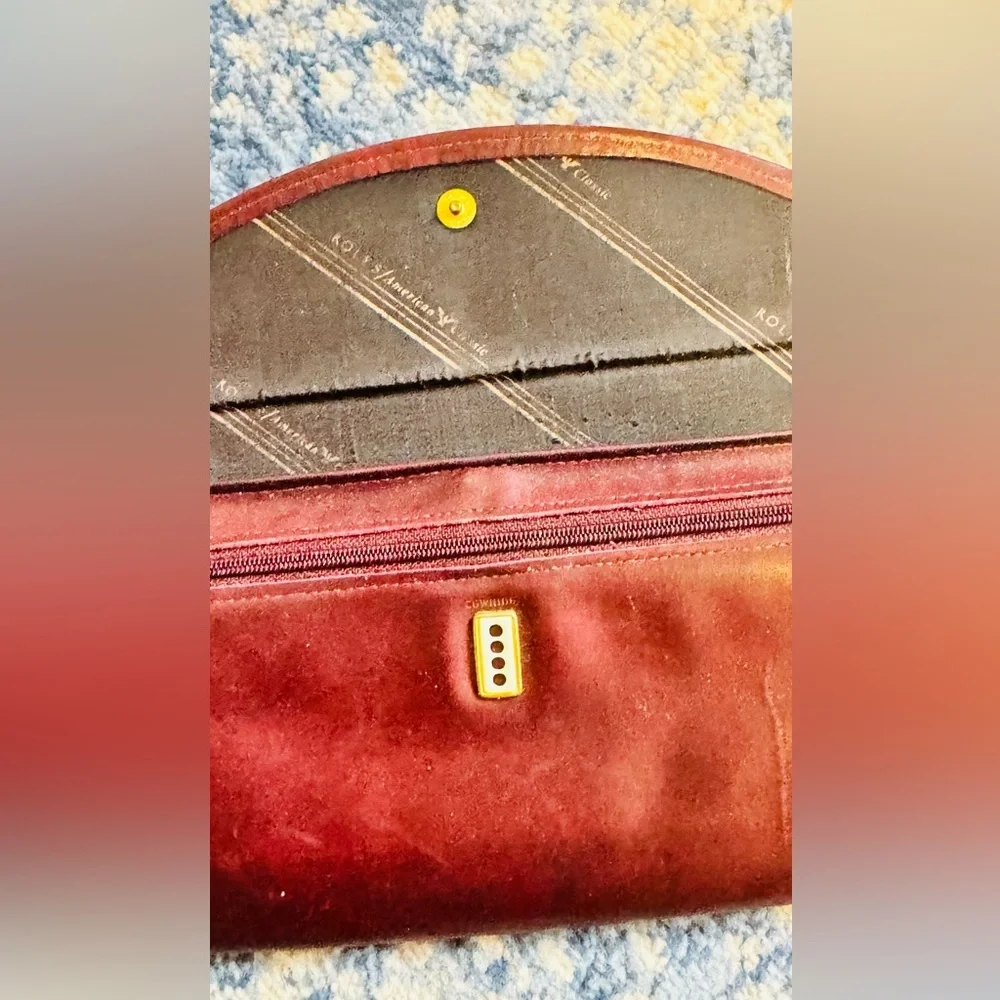 Vintage Rolfs Wallet Leather American Classic Burgundy Red 1980s Genuine Leather